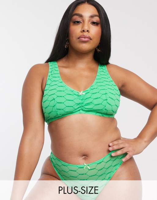 Savage x Fenty Curvy logo mesh triangle bralette in green