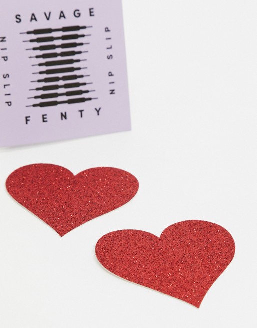 Savage x Fenty glitter heart nipple covers in red
