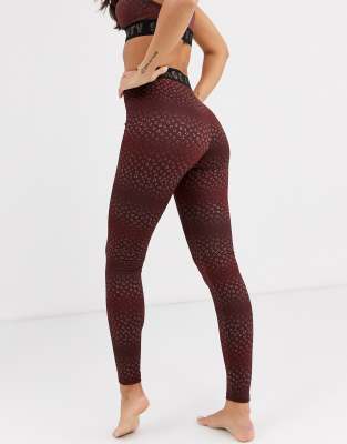 Savage X Fenty Logo Baby Leopard Leggings In Burgundy Asos