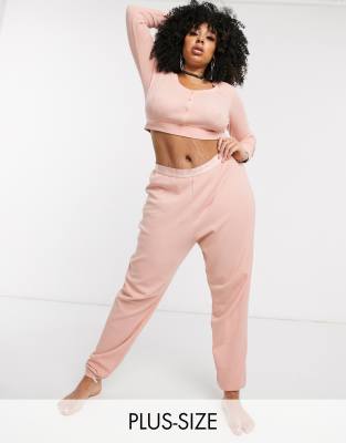 Savage x Fenty Plus Size Waffle Sleep pants in rose