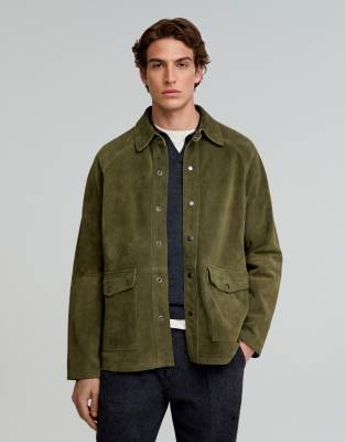 Scalpers Airy Suede Jacket In Green
