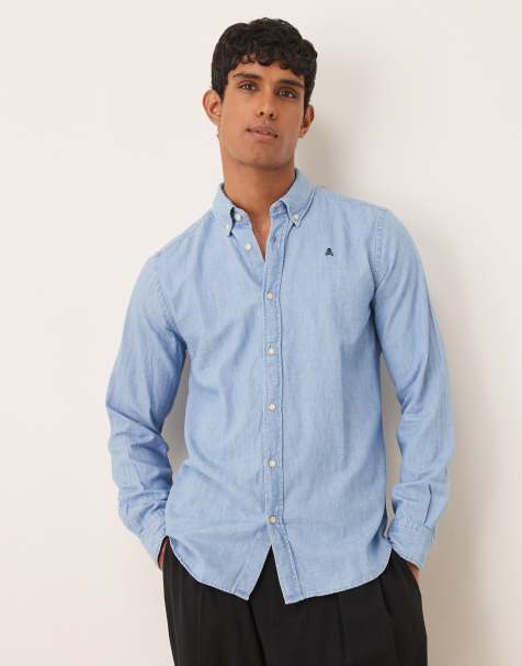 Scalpers Alpha button-down shirt in light denim - view 1