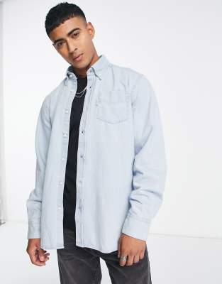 SELECTED HOMME - Chemise Oxford boutonnée à rayures - Bleu clair
