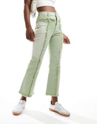 Scalpers ankle flare denim jeans in light green