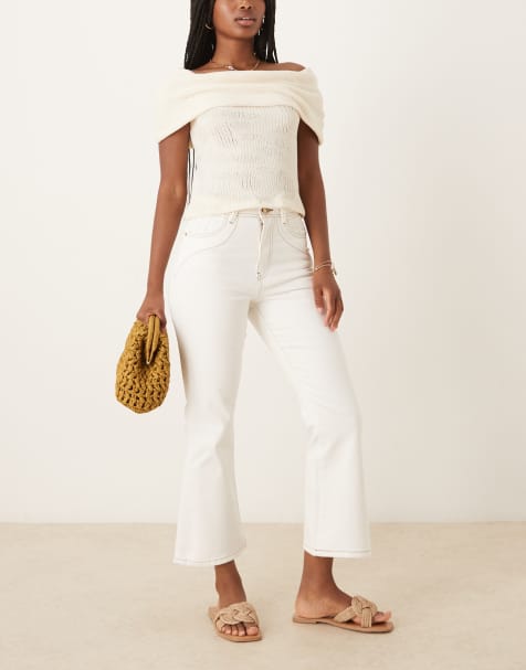 Scalpers Ankle sun denim pant in off white