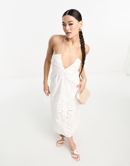 Scalpers – Ärmelloses Maxikleid aus Spitze in Weiß