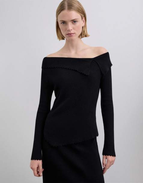 Scalpers – Asymmetrischer Strickpullover in Schwarz - view 1