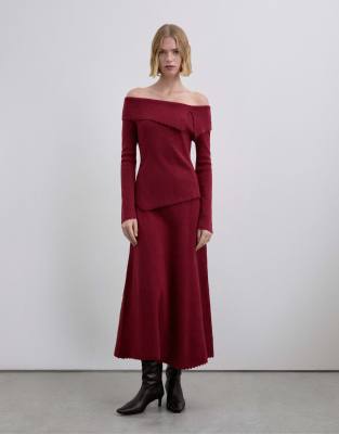 Scalpers - Asymmetrischer Strickrock in Rot