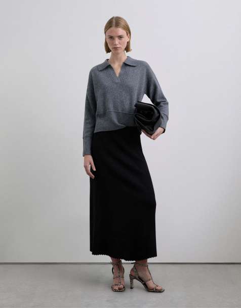 Scalpers – Asymmetrischer Strickrock in Schwarz - view 1