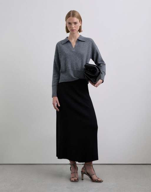 Scalpers – Asymmetrischer Strickrock in Schwarz