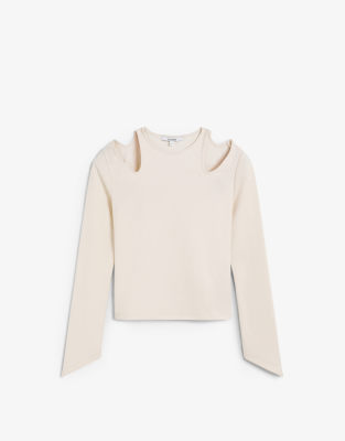Scalpers - Asymmetrisches, langärmliges T-Shirt in Ecru-Neutral