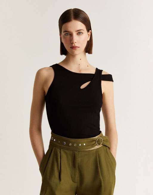 Scalpers – Asymmetrisches Tanktop in Schwarz