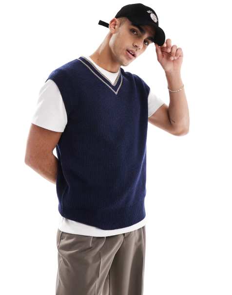 Scalpers Austen icon sweater vest in navy - view 1