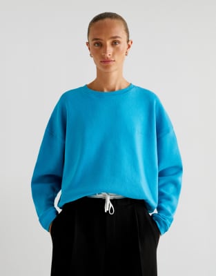 Basic Band Sweater In Turquoise-Blue