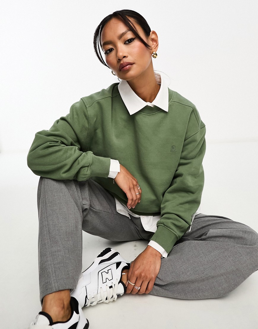 Scalpers basic fade sweater in khaki-Green