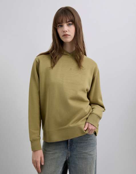 Scalpers – Basic-Kapuzenpullover in Khaki mit Totenkopfmotiv - view 1
