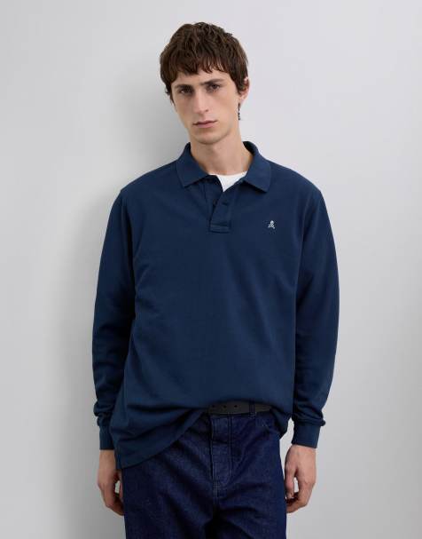 Scalpers – Basic OE – Langärmliges Polohemd in Marineblau - view 1