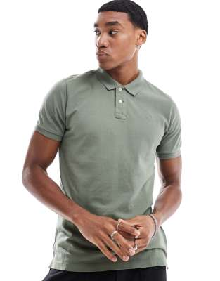 basic polo in khaki-Green