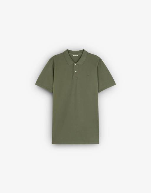 Scalpers - Basic poloshirt met schedel in kaki