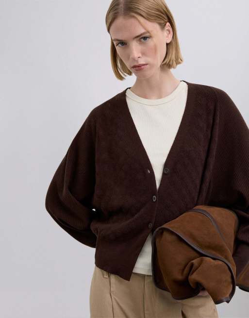 Scalpers – Basic-Strickjacke in Dunkelbraun