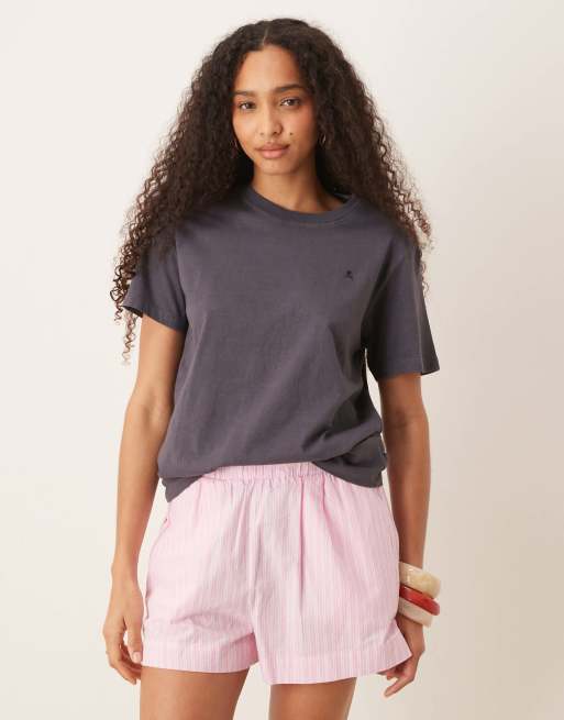 Scalpers – Basic-T-Shirt in Marineblau mit Totenkopf-Motiv