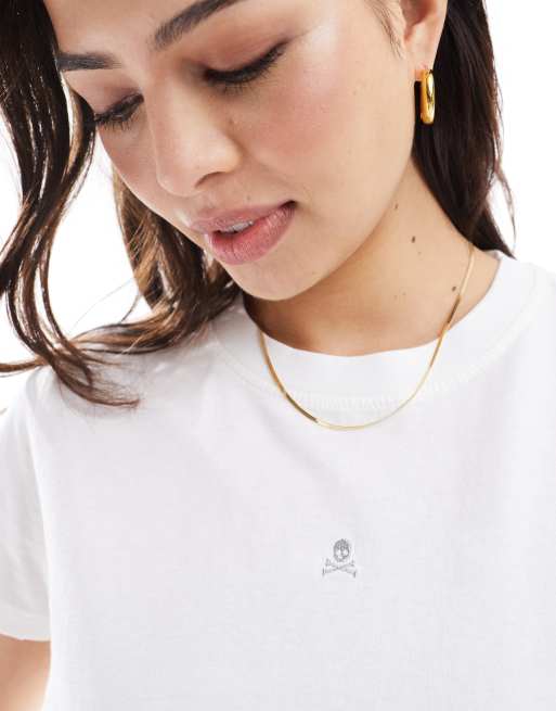 Scalpers – Basic – T-Shirt in Weiß mit Totenkopf-Motiv