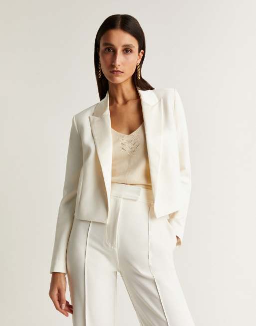 Short white blazer jacket on sale