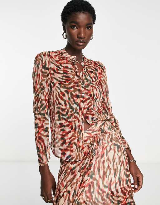 Scalpers - Biz - Camicia accollata multicolore con maniche a sbuffo 