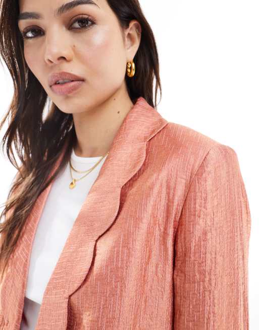 Scalpers – Blazer in Rosa mit Muschelkanten-Detail