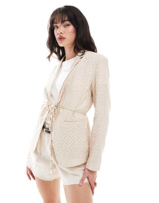 Scalpers - Blazer met print en afwerking in neutraal