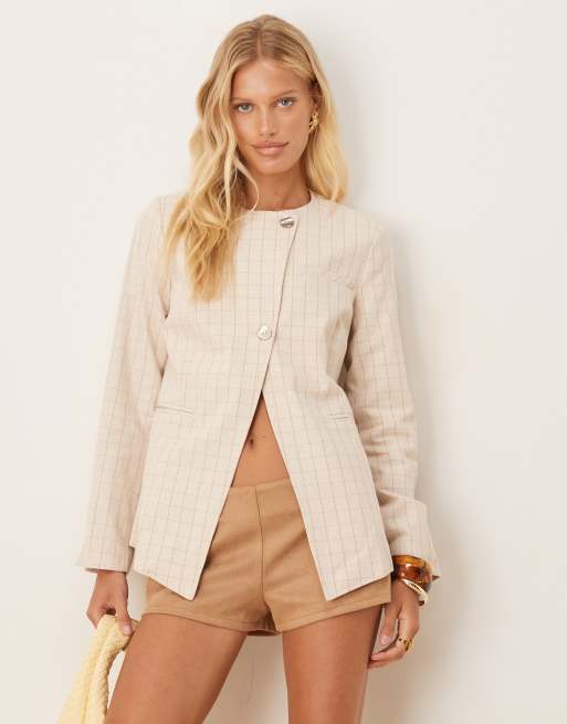 Scalpers - Blazer tonalità naturale a quadri e righe