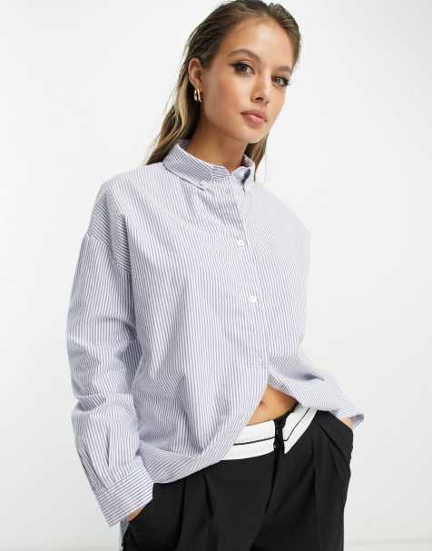 Scalpers - Boppy - Oversized gestreept overhemd in blauw - view 1
