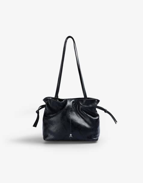 Scalpers - Borsa morbida blu navy pitonata - view 1