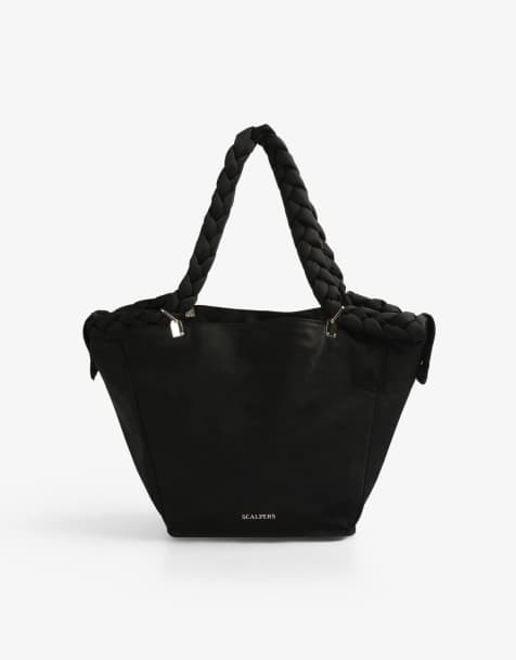 Borsa Tote in Tela e Pelle da Donna in colore nero