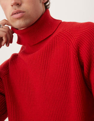 Scalpers Bowie Turtle Neck Tricot Sweater In Red