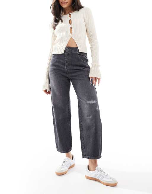 Scalpers Broken Buttons Denim Pants In Dark Gray  