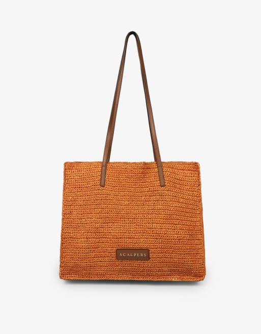 Scalpers - Cabas en cuir et raphia - Camel