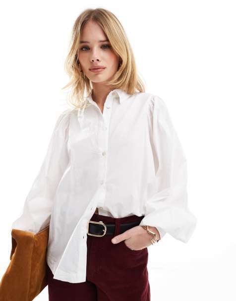 Scalpers - Camicia bianca in popeline con maniche a sbuffo - view 1