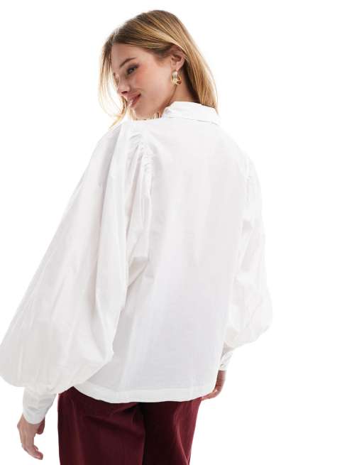 Camicia Manica A Sbuffo Striped Camicia Spalle A Sbuffo Collar