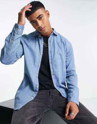 Scalpers - Camicia blu in denim - view 1
