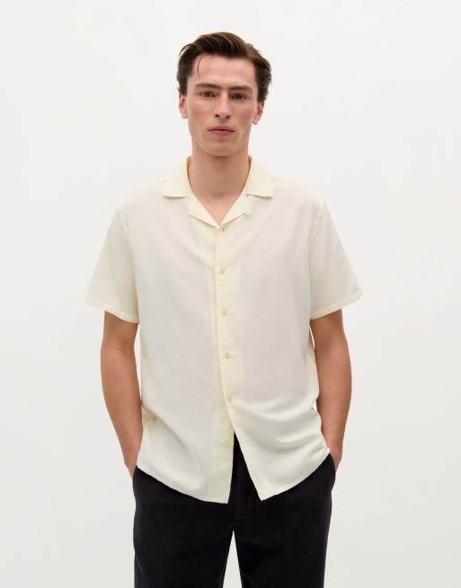 Scalpers - Camicia hawaiana in lino bianco sporco