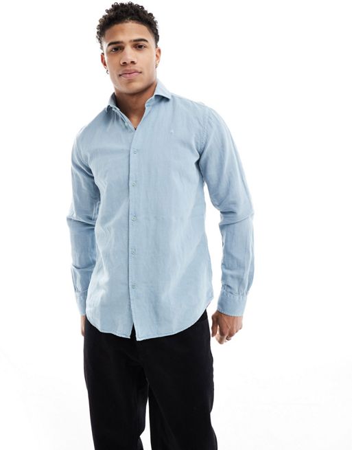 Scalpers - Camicia in lino blu chiaro vintage