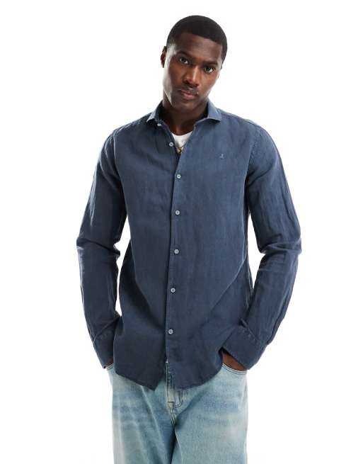 Scalpers - Camicia in lino blu navy vintage