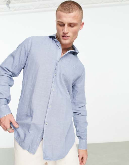 Scalpers - Camicia in lino blu vintage