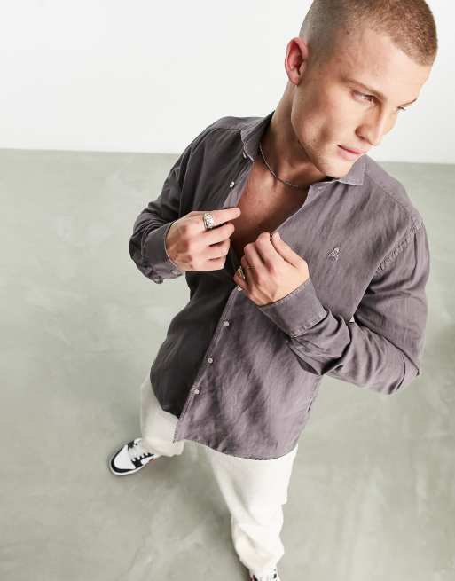 Scalpers Camicia in lino bordeaux vintage