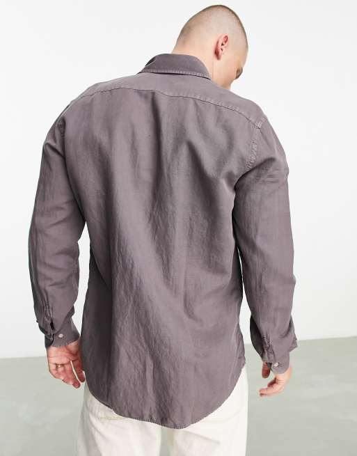 Camicia lino bordeaux shop