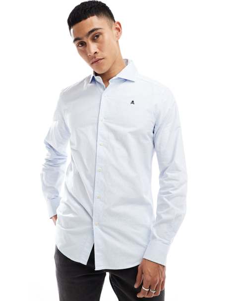 Scalpers - Camicia sportiva celeste a righe - view 1