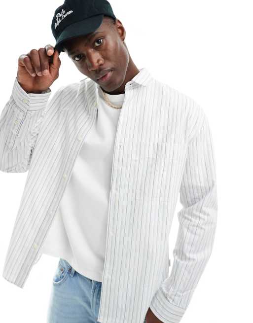 Scalpers - Camicia vestibilità comoda color crema a righe