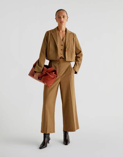 Scalpers - Caramel - Broek met knoop in lichtbruin - view 1