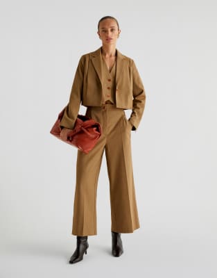 Scalpers Caramel Button Blazer In Brown